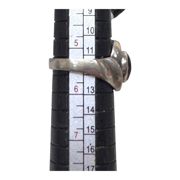 Vintage Modernist Chunky Sterling Silver Black Onyx Geometric Design Ring Sz 5.5 - Picture 5 of 11